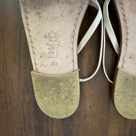 Capri Hand Crafted Toe Ring Ankle Strap Sandals Cream Leather ITALY - Picture 9 of 9